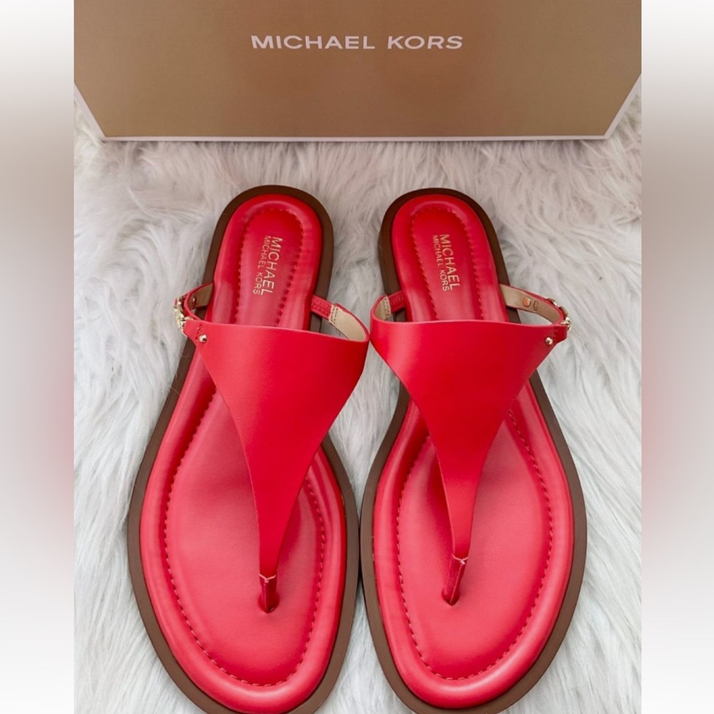 Michael Kors Bold Red Women's Daniella Flat Thong Sandals